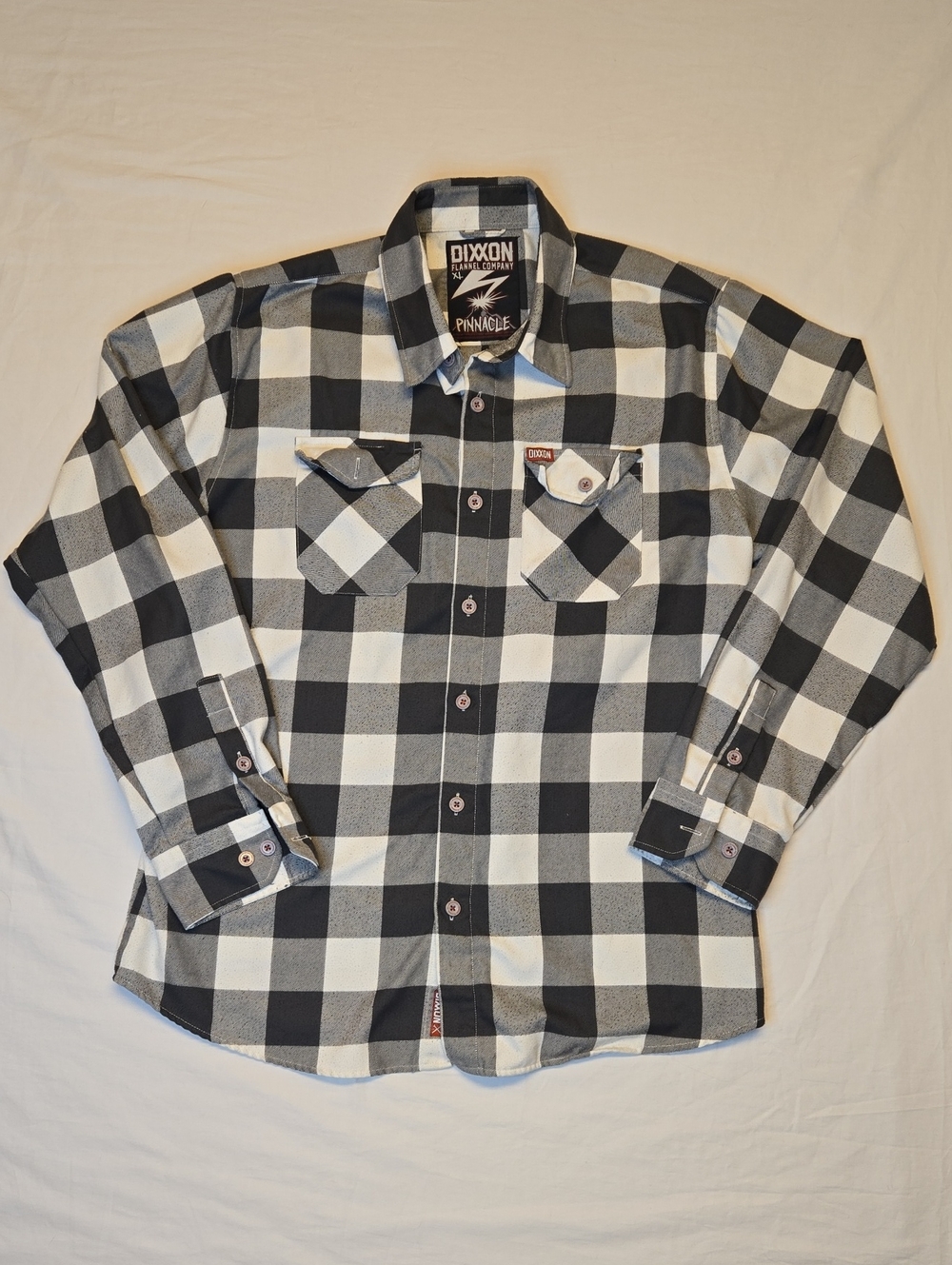 DIXXON Pinnacle Black and White Flannel Button Down Long Sleeve Casual Shirt